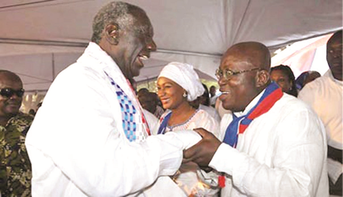  Nana Akufo-Addo in a hearty chat with former President Agyekum Kufuor